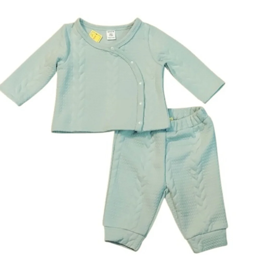 NWT Kids Shein 2 Pc Cable Knit Pajamas in Mint Green ~sz 3-6M